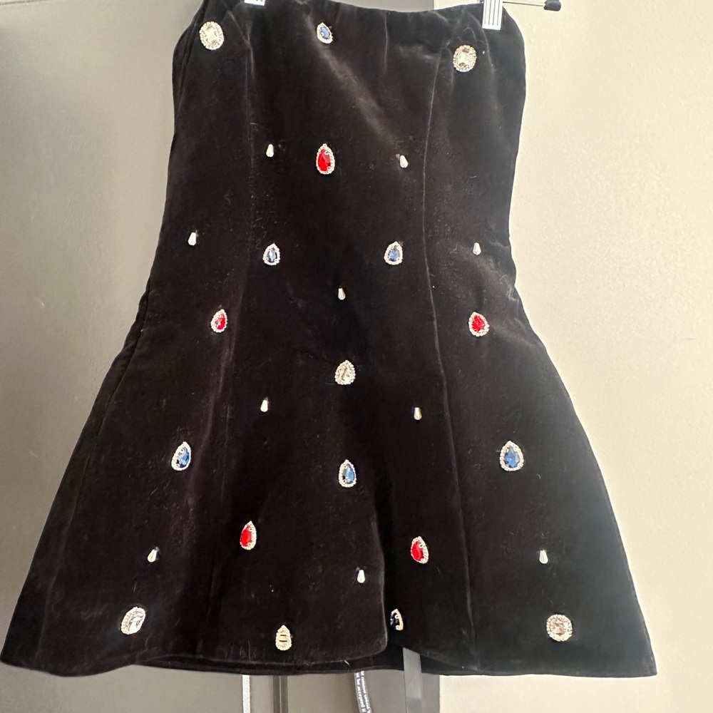Embellished Black Velvet Skirt